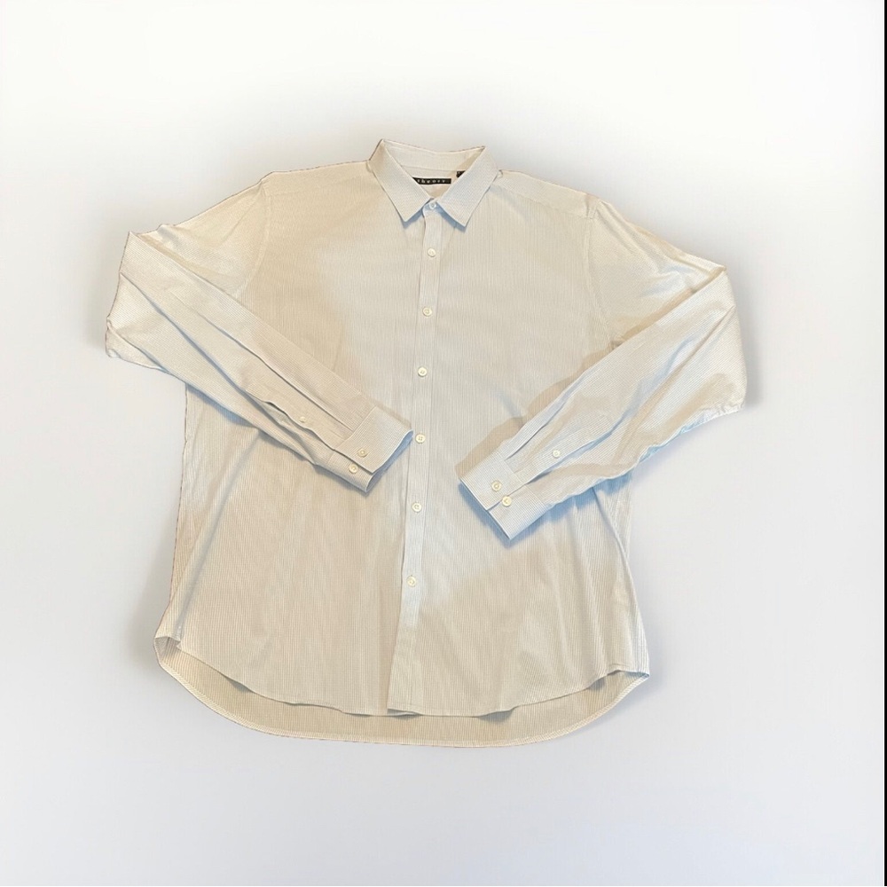 Theory Men’s Blue And White Checkered Button Down, Size XL/TG